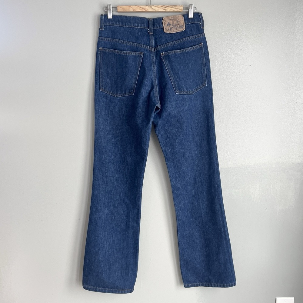 VTG JCPenney Plain Pockets Jeans Mens 31x33 Blue Bootcut Rigid Denim Made in USA